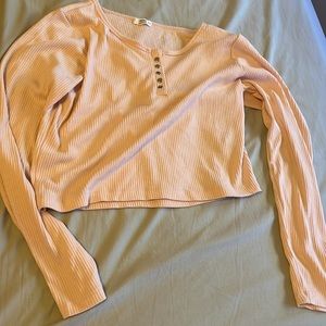 Light Pink Henley Silver Buttons